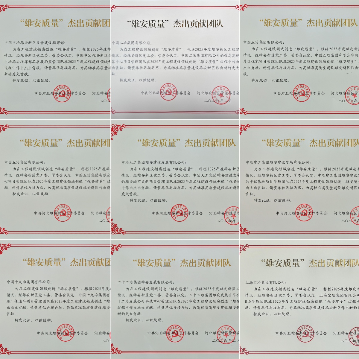 “雄安质量”杰出贡献团队